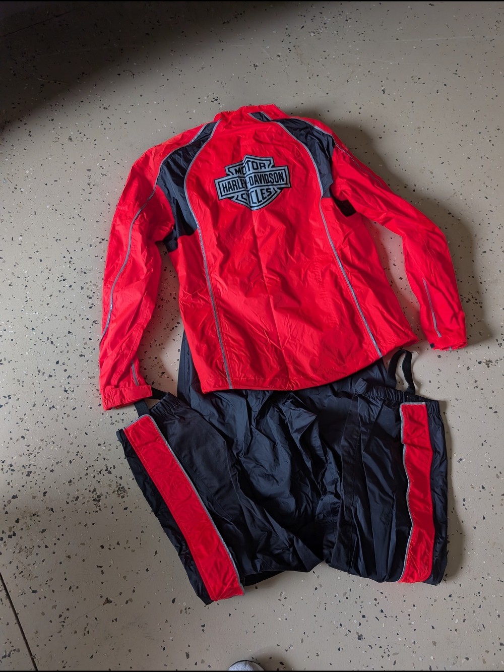 Harley-Davidson Red and Black Men's Rain Jacket & Pants
